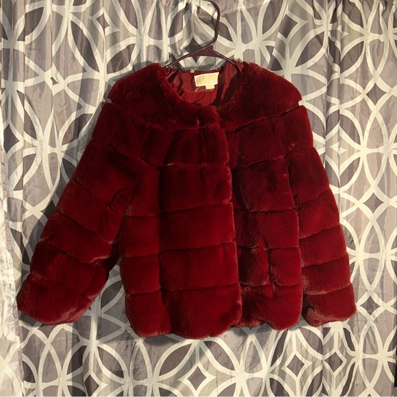 Michael kors Luxurious Faux Fur womens XL Jacket - Deep Red - Picture 1 of 7